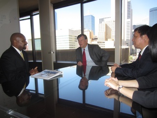 Mayor of Dallas Mike Rawlings welcomes principal and students from China March 2012
